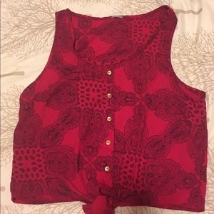 Magenta Gold Button Blouse